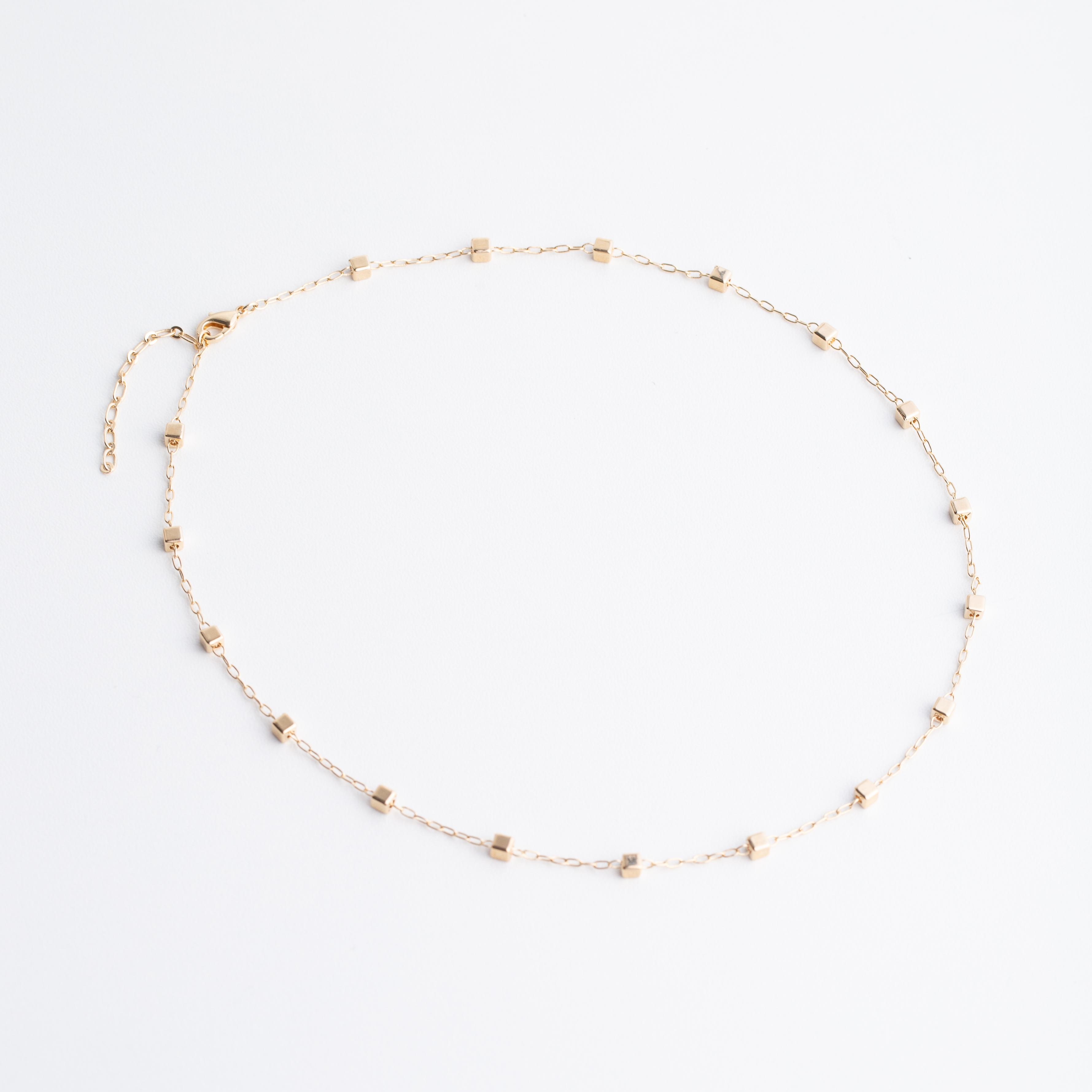 19664 Gold Chain Square Beads 16"